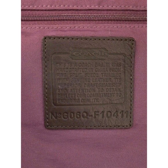 Vtg Coach Hampton Suede Book Tote Shoulder Bag Purse Plum Purple Silver F10411 - Picture 3 of 12